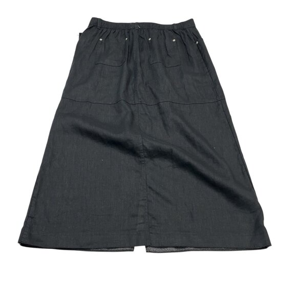 Nicole Miller Skirt‎ Womens XL Black Linen Midi High Slit Capsule Minimalist - Picture 2 of 12